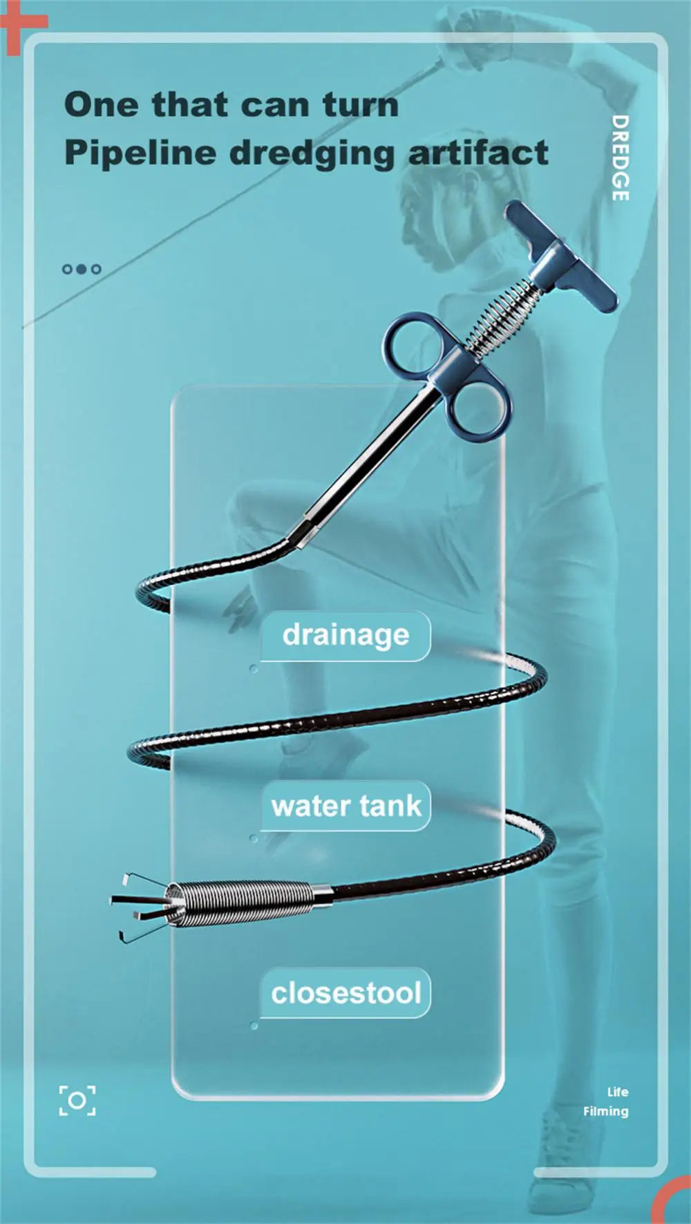 Snake Sewer Pipe Unblocker Spring Pipe Dredging Tool Kitchen Bathroom Sink Drain Clog Remover Anti Clogging Cleaning Tools