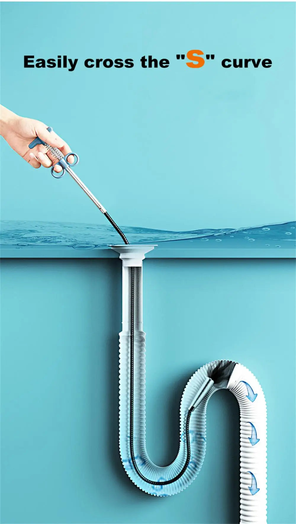 Snake Sewer Pipe Unblocker Spring Pipe Dredging Tool Kitchen Bathroom Sink Drain Clog Remover Anti Clogging Cleaning Tools