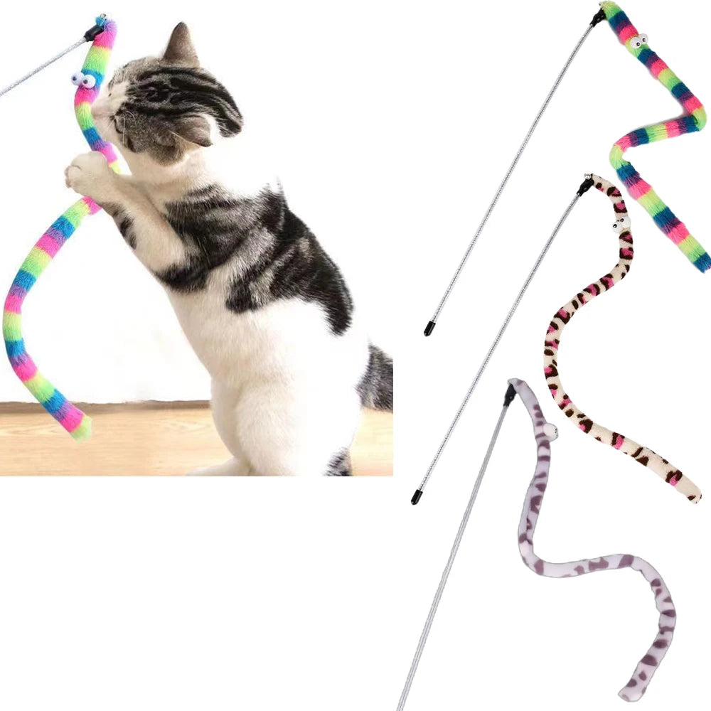 Cute Funny Rainbow Stick Pet Cat Toys Cat Teaser Toy Wand Cat Stick Strong Cat Toy Interactive Toys Cat Supplies Pet Products