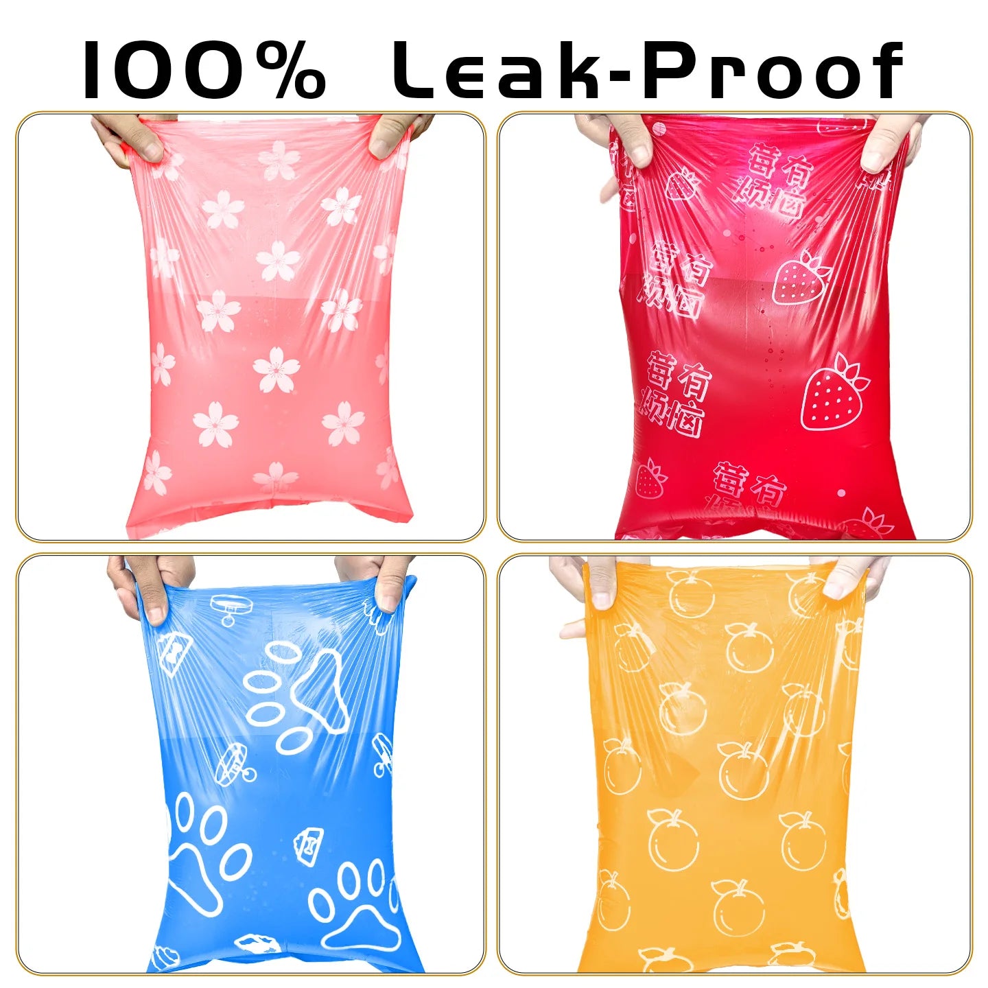 Biodegradable Thick Dog Poop Bags With Holder LeakProof Natural scented Pet Trash Bag 5 Colors Poop bags for Dog With Dispenser