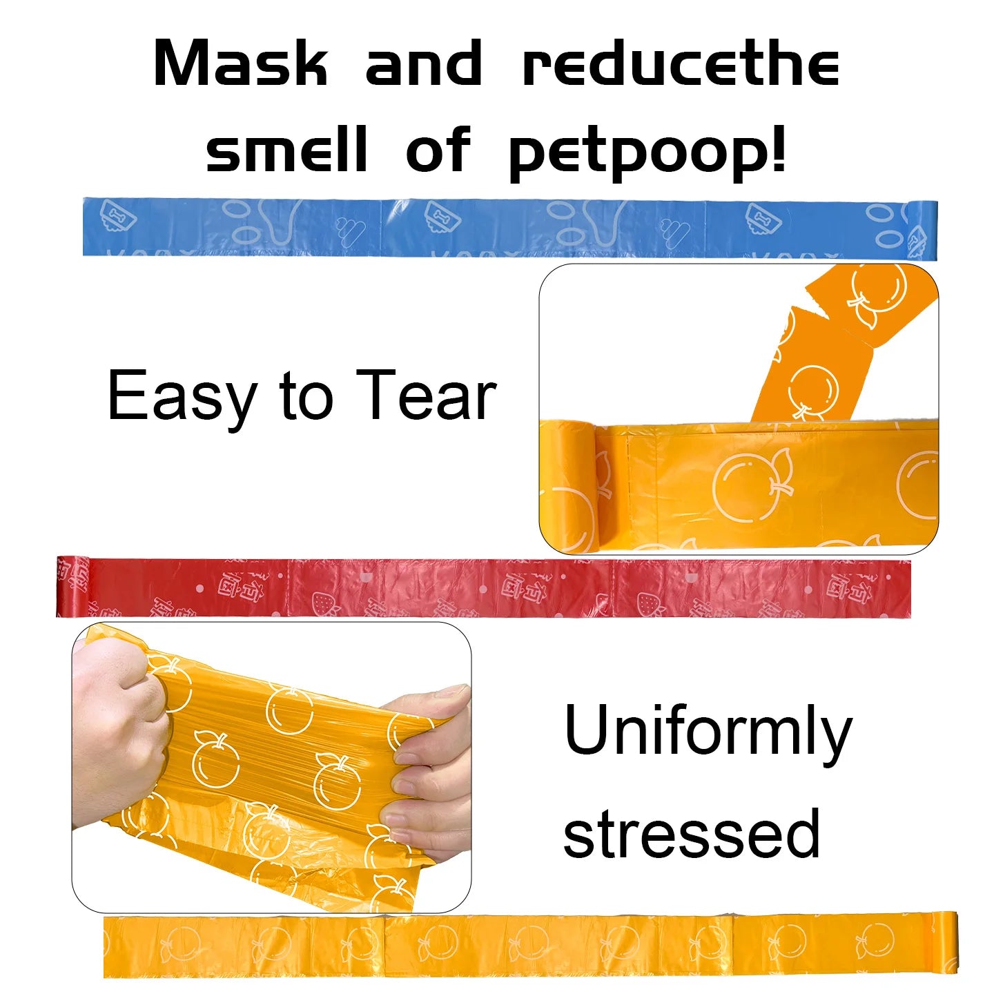 Biodegradable Thick Dog Poop Bags With Holder LeakProof Natural scented Pet Trash Bag 5 Colors Poop bags for Dog With Dispenser